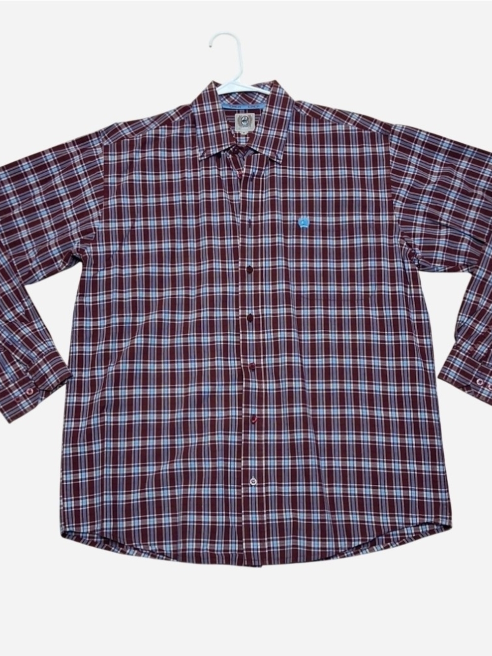 Cinch Men's Red, White & Blue Plaid Button-Down Shirt